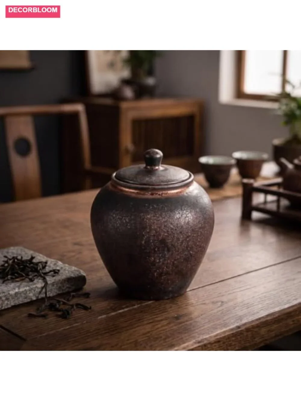 Ceramic Airtight Tea Jar Canister with Lid Food Storage Container